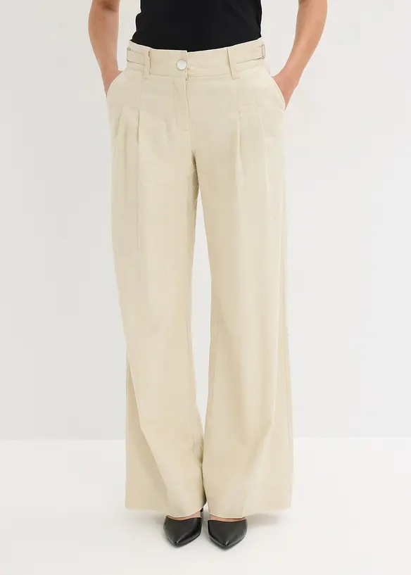 Palazzo-Hose aus leichtem Leinen-Mix in beige von vorne - bonprix Palazzo-Hose aus leichtem Leinen-Mix in beige von vorne - bonprix