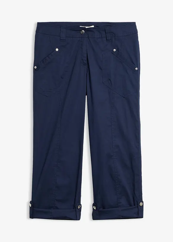 3/4-Stretch-Cargo-Hose aus Baumwoll-Mix in blau von vorne - bonprix 3/4-Stretch-Cargo-Hose aus Baumwoll-Mix in blau von vorne - bonprix
