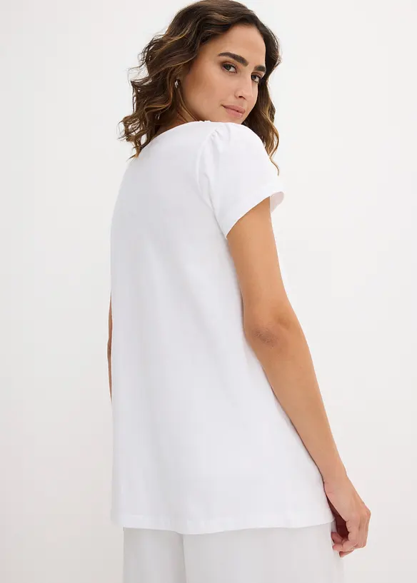 Baumwoll Shirt mit Spitze, Kurzarm in weiß von hinten (im Anschnitt) - bonprix Baumwoll Shirt mit Spitze, Kurzarm in weiß von hinten (im Anschnitt) - bonprix