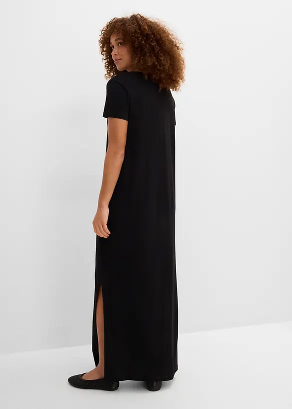 Maxikleid aus reiner Baumwolle in schwarz von hinten (Totalaufnahme) - bonprix Maxikleid aus reiner Baumwolle in schwarz von hinten (Totalaufnahme) - bonprix
