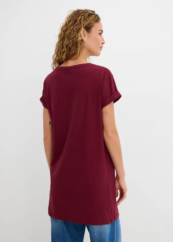 Boxy-Longshirt mit kurzen Ärmeln in rot von hinten (im Anschnitt) - bonprix