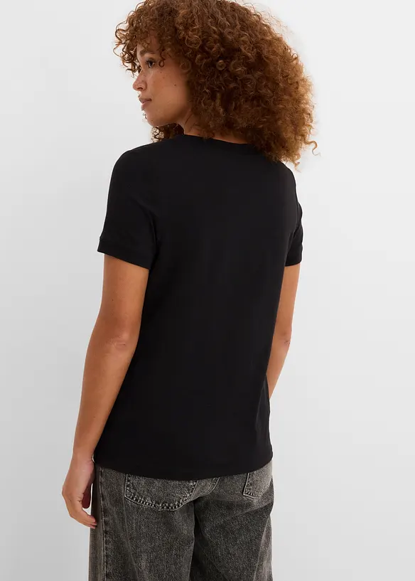 T-Shirt aus reiner Baumwolle in schwarz von hinten (im Anschnitt) - bonprix T-Shirt aus reiner Baumwolle in schwarz von hinten (im Anschnitt) - bonprix