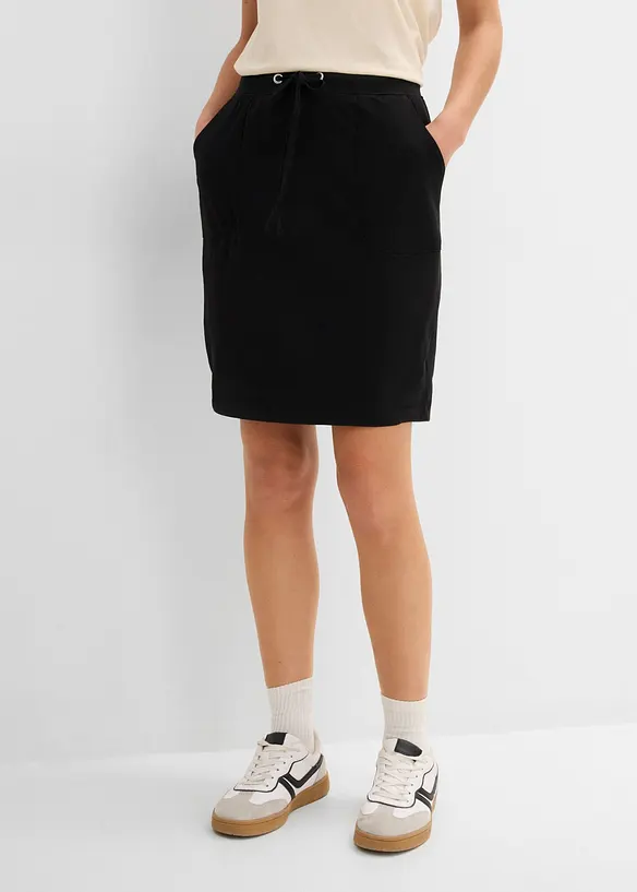Jersey-Rock aus Bio-Baumwolle mit Stretch in schwarz von vorne - bonprix Jersey-Rock aus Bio-Baumwolle mit Stretch in schwarz von vorne - bonprix
