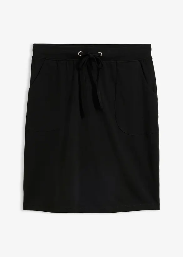 Jersey-Rock aus Bio-Baumwolle mit Stretch in schwarz von vorne - bonprix Jersey-Rock aus Bio-Baumwolle mit Stretch in schwarz von vorne - bonprix
