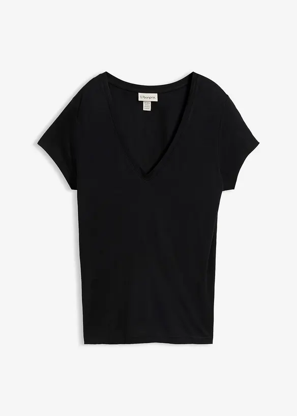 T-Shirt aus softer Viskose in schwarz von vorne - bonprix