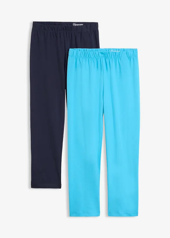 Capri-Leggings (2er-Pack) in blau von vorne - bonprix Capri-Leggings (2er-Pack) in blau von vorne - bonprix