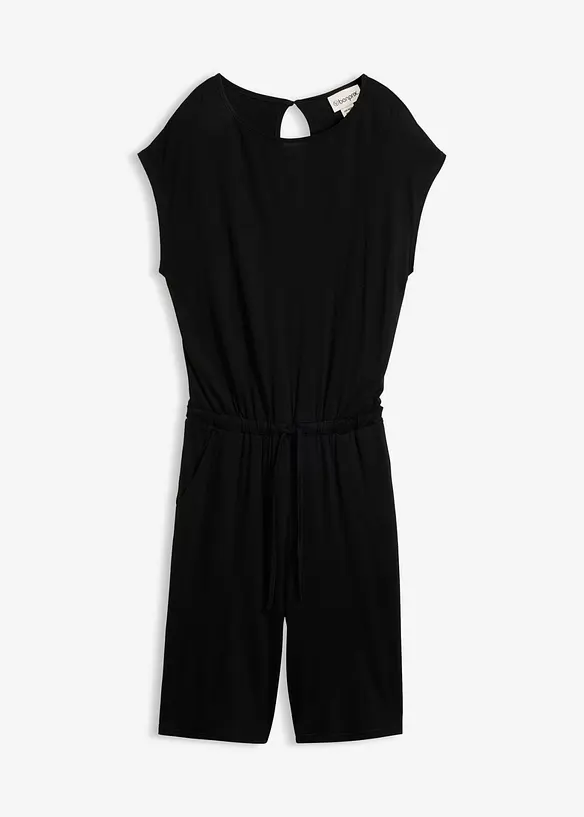 Overall aus softer Viskose-Mischung in schwarz von vorne - bonprix Overall aus softer Viskose-Mischung in schwarz von vorne - bonprix