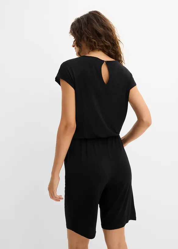 Overall aus softer Viskose-Mischung in schwarz von hinten (Totalaufnahme) - bonprix Overall aus softer Viskose-Mischung in schwarz von hinten (Totalaufnahme) - bonprix
