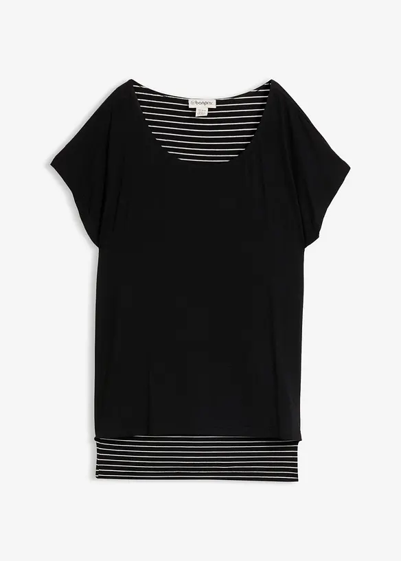 2-in-1-Shirt in schwarz von vorne - bonprix