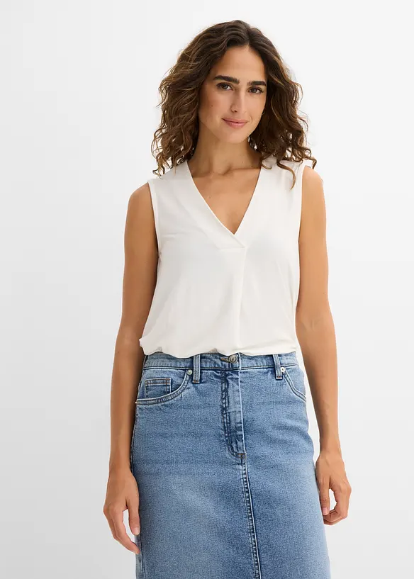 Top aus softem Viskose-Mix in weiß von vorne (im Anschnitt) - bonprix Top aus softem Viskose-Mix in weiß von vorne (im Anschnitt) - bonprix