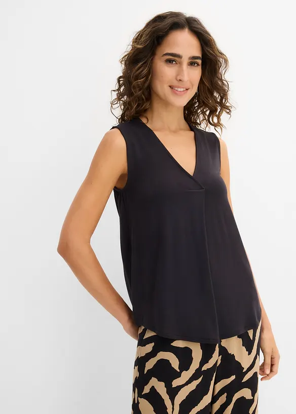 Top aus softem Viskose-Mix in schwarz von vorne (im Anschnitt) - bonprix Top aus softem Viskose-Mix in schwarz von vorne (im Anschnitt) - bonprix