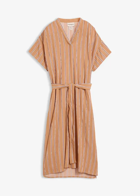 Kaftan-Kleid aus softer Viskose in beige von vorne - bonprix