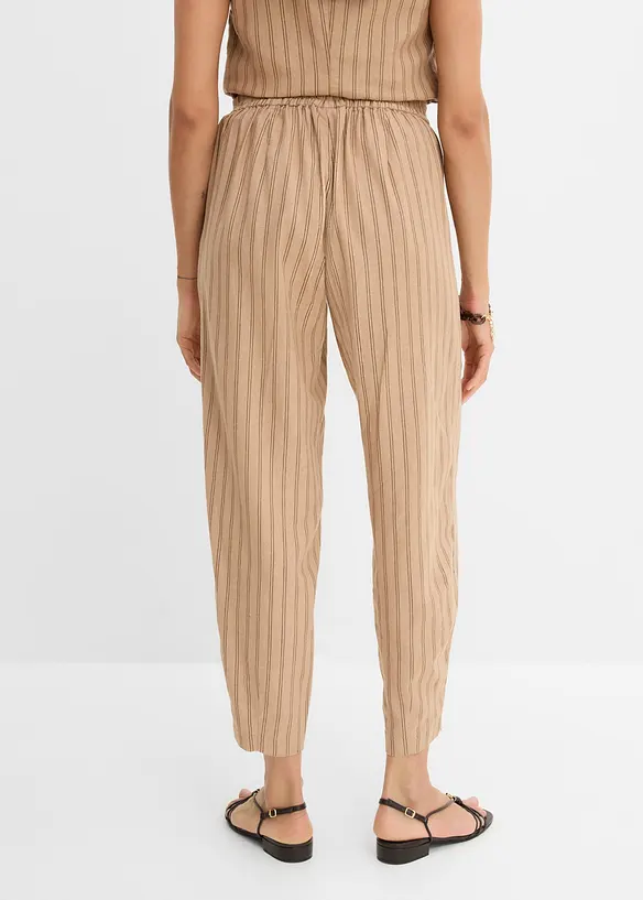 Schlupfhose aus kühlendem Leinen-Mix in beige von hinten - bonprix