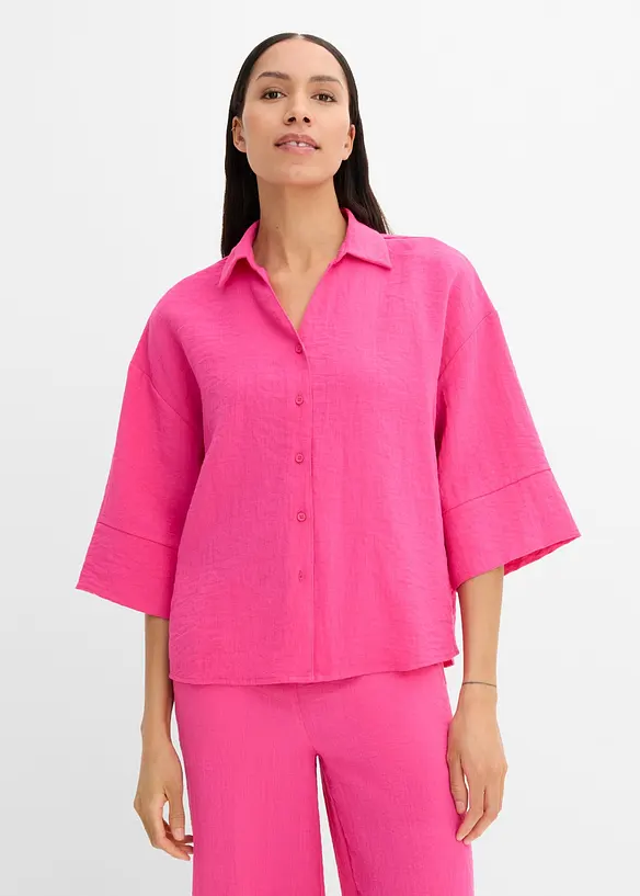 Oversize-Bluse aus Viskose-Mix in pink von vorne (im Anschnitt) - bonprix Oversize-Bluse aus Viskose-Mix in pink von vorne (im Anschnitt) - bonprix
