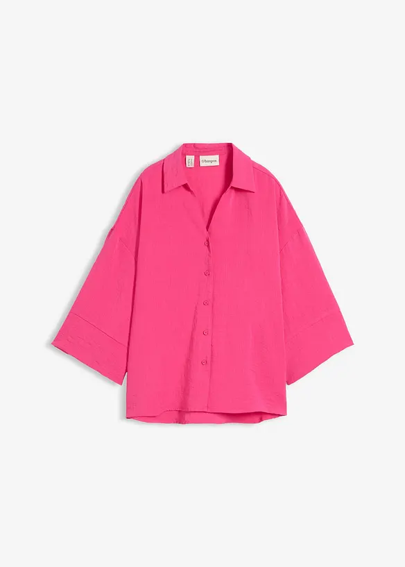 Oversize-Bluse aus Viskose-Mix in pink von vorne - bonprix Oversize-Bluse aus Viskose-Mix in pink von vorne - bonprix