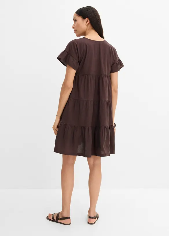 Tunika-Kleid aus reiner Baumwolle in braun von hinten (Totalaufnahme) - bonprix