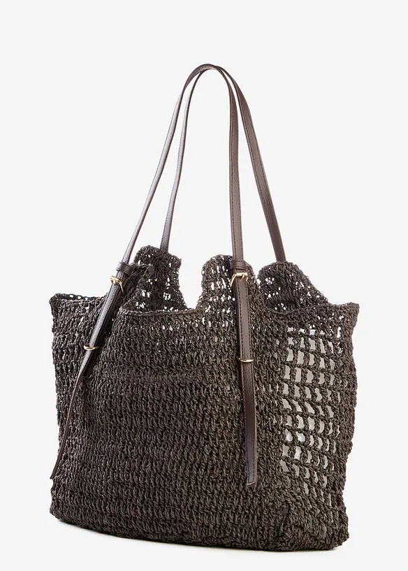 Strohshopper mit Schnallendetails in braun von hinten - bonprix
