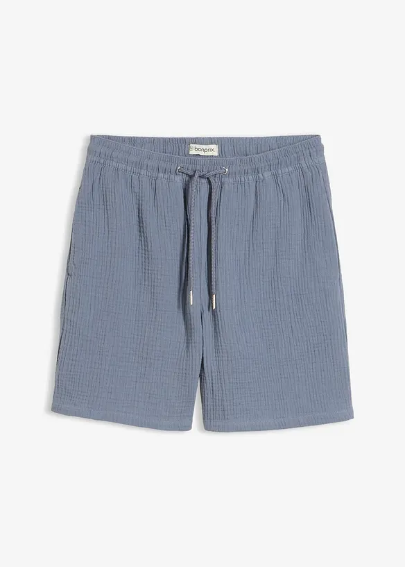 Musselin-Shorts aus reiner Baumwolle in blau von vorne - bonprix Musselin-Shorts aus reiner Baumwolle in blau von vorne - bonprix