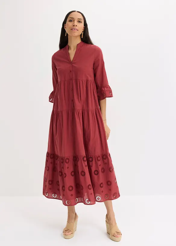 Tunika-Kleid aus reiner Baumwolle in rot von vorne (Totalaufnahme) - bonprix Tunika-Kleid aus reiner Baumwolle in rot von vorne (Totalaufnahme) - bonprix