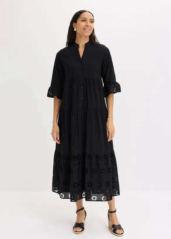 Tunika-Kleid aus reiner Baumwolle in schwarz von vorne (Totalaufnahme) - bonprix Tunika-Kleid aus reiner Baumwolle in schwarz von vorne (Totalaufnahme) - bonprix
