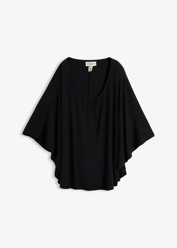 Viskose- Fledermausshirt in schwarz von vorne - bonprix