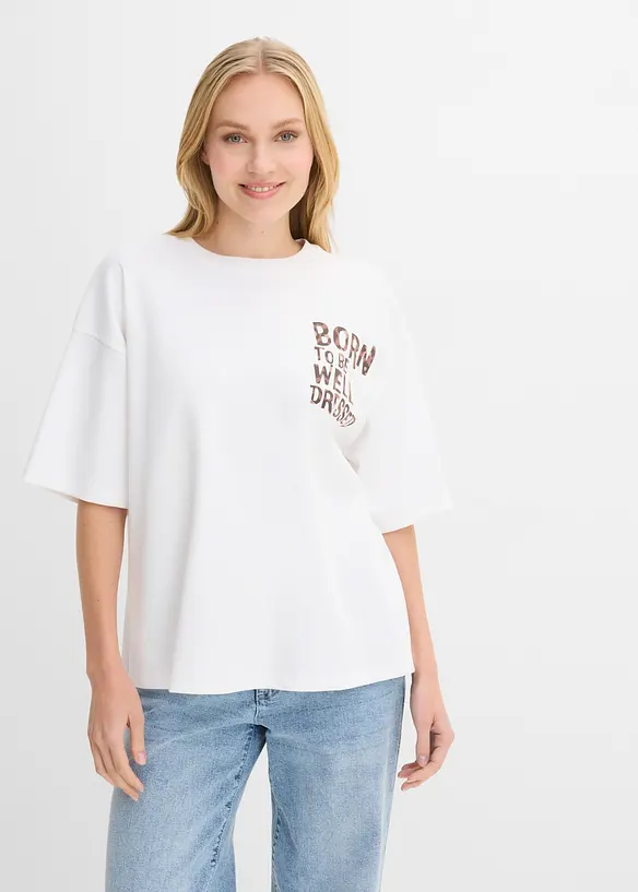 Oversize-Shirt aus reiner Bio-Baumwollle in weiß von hinten (im Anschnitt) - bonprix