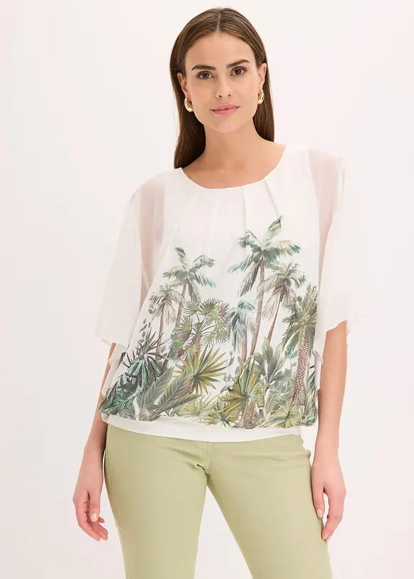 Chiffonbluse mit Untertop in weiß von vorne (im Anschnitt) - bonprix