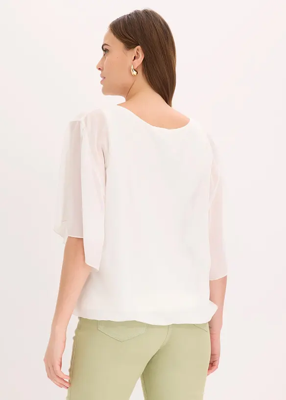 Chiffonbluse mit Untertop in weiß von hinten (im Anschnitt) - bonprix
