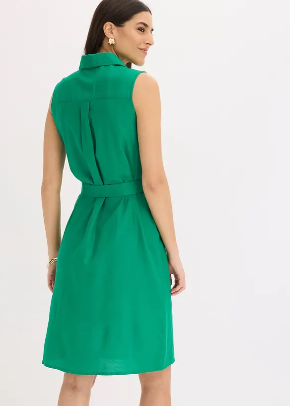 Hemdblusenkleid aus Viskose in grün von hinten (Totalaufnahme) - bonprix Hemdblusenkleid aus Viskose in grün von hinten (Totalaufnahme) - bonprix