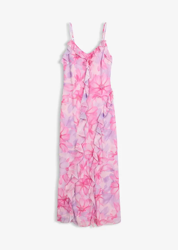 Trägerkleid aus softem Mesh in rosa von vorne - bonprix