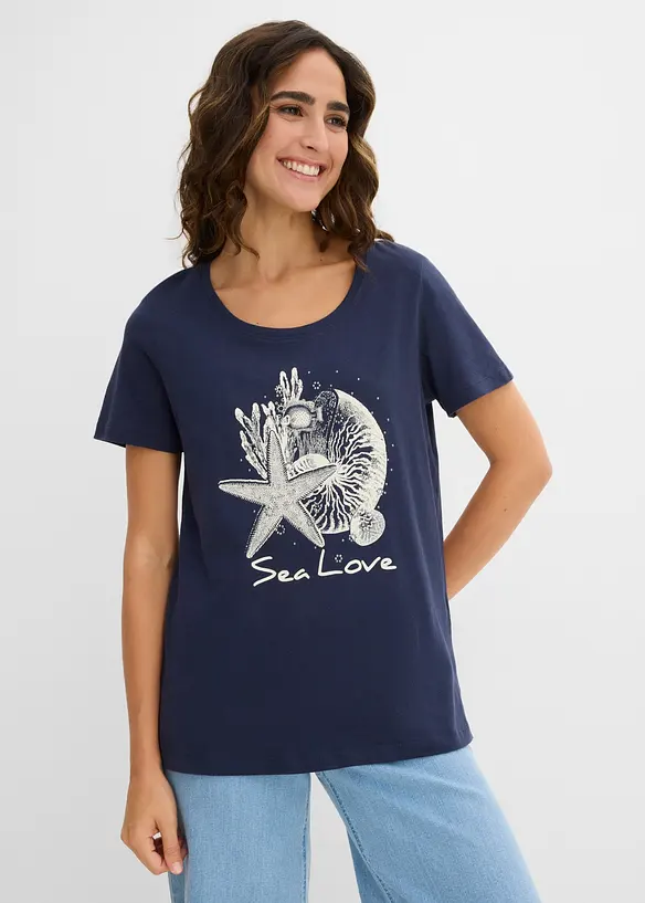 T-Shirt Sea Love in blau von vorne (im Anschnitt) - bonprix T-Shirt Sea Love in blau von vorne (im Anschnitt) - bonprix