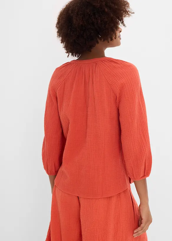 Musselin-Oversize-Bluse aus reiner Baumwolle in rot von hinten (im Anschnitt) - bonprix Musselin-Oversize-Bluse aus reiner Baumwolle in rot von hinten (im Anschnitt) - bonprix