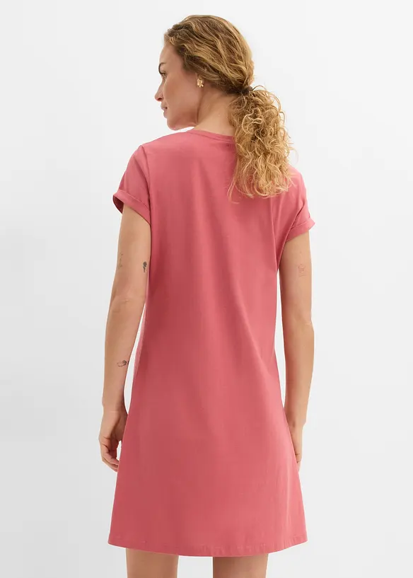 Shirtkleid aus reiner Bio-Baumwolle in pink von hinten (Totalaufnahme) - bonprix