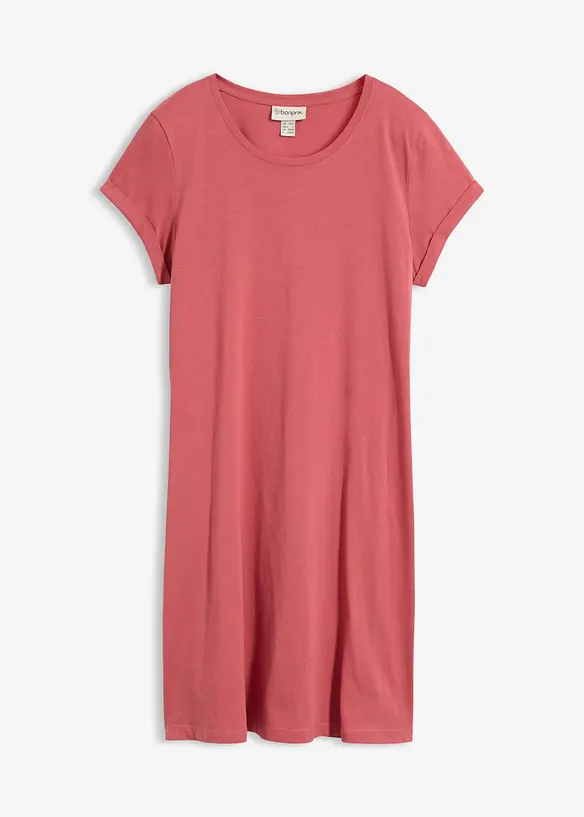 Shirtkleid aus reiner Bio-Baumwolle in pink von vorne - bonprix