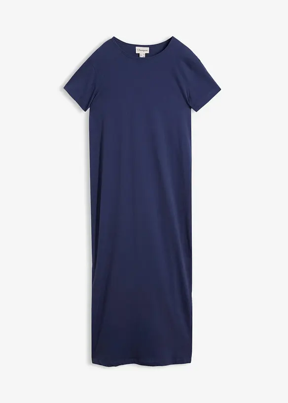 Maxikleid aus reiner Baumwolle in blau von vorne - bonprix Maxikleid aus reiner Baumwolle in blau von vorne - bonprix