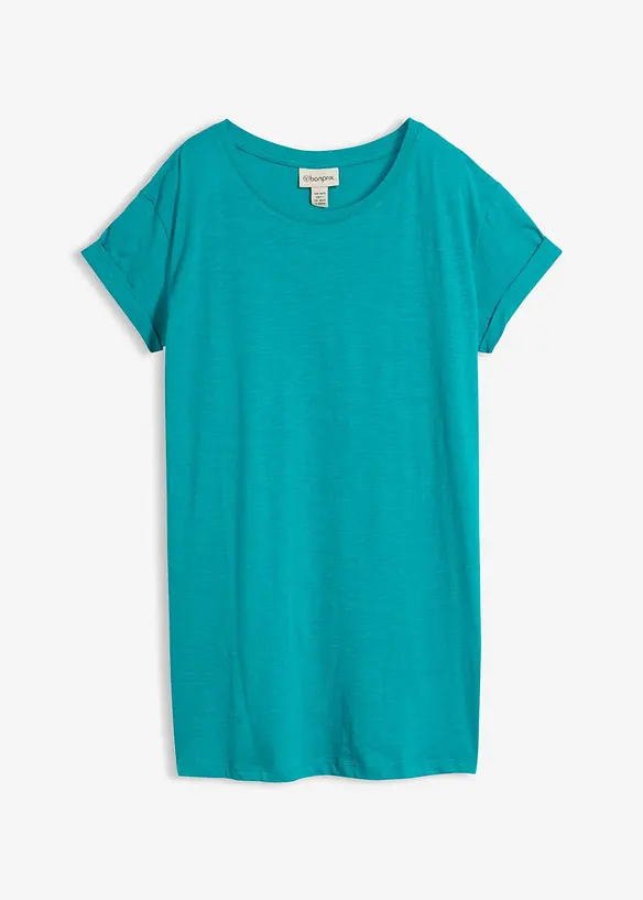 Boxy-Longshirt mit kurzen Ärmeln in grün von vorne - bonprix