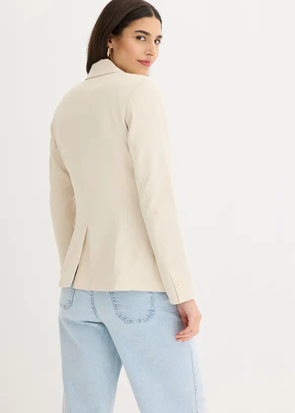 Blazer mit Knopfdetail in beige von hinten (im Anschnitt) - bonprix Blazer mit Knopfdetail in beige von hinten (im Anschnitt) - bonprix