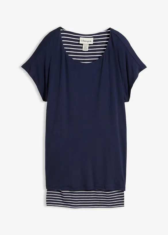 2-in-1-Shirt in blau von vorne - bonprix