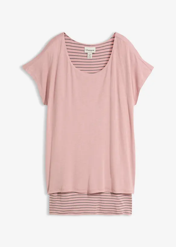 2-in-1-Shirt in rosa von vorne - bonprix
