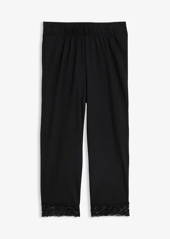 Capri-Leggings mit Spitzendetail in schwarz von vorne - bonprix Capri-Leggings mit Spitzendetail in schwarz von vorne - bonprix