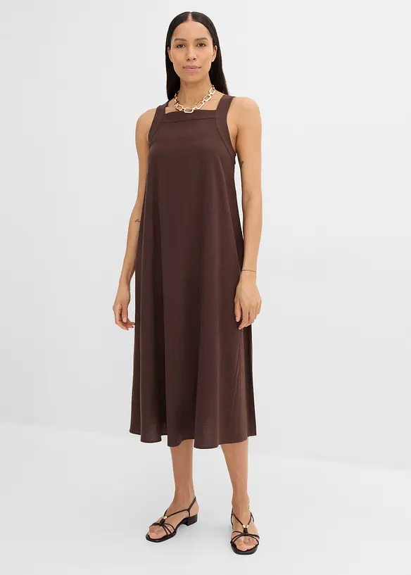 Midikleid mit Bindedetail hinten in braun von hinten (Totalaufnahme) - bonprix