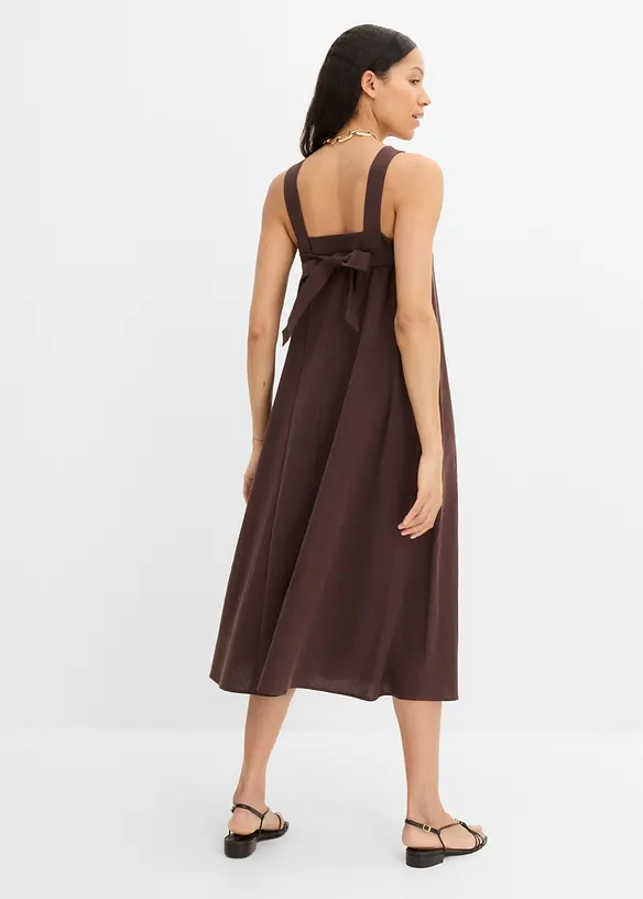 Midikleid mit Bindedetail hinten in braun von vorne (Totalaufnahme) - bonprix