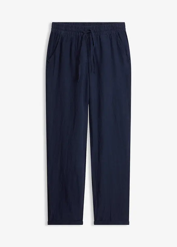 Leinenhose mit Elastik-Bündchen in blau von vorne - bonprix Leinenhose mit Elastik-Bündchen in blau von vorne - bonprix