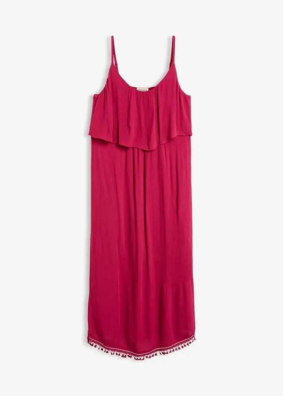Maxikleid aus strukturierter Viskose in pink von vorne - bonprix
