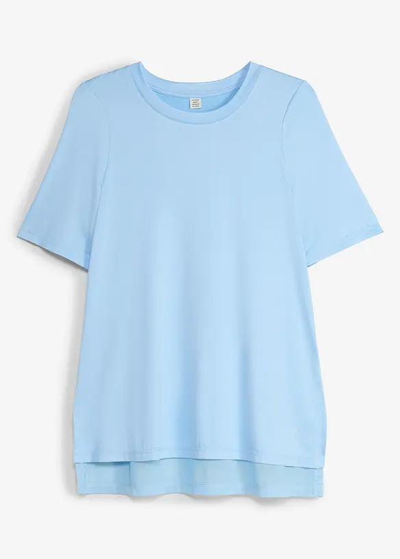 Langes Sport-Shirt mit Mesh, schnelltrocknend in blau von vorne - bonprix Langes Sport-Shirt mit Mesh, schnelltrocknend in blau von vorne - bonprix