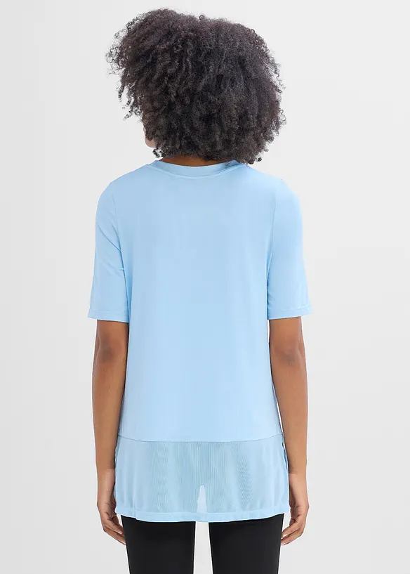 Langes Sport-Shirt mit Mesh, schnelltrocknend in blau von hinten (im Anschnitt) - bonprix Langes Sport-Shirt mit Mesh, schnelltrocknend in blau von hinten (im Anschnitt) - bonprix