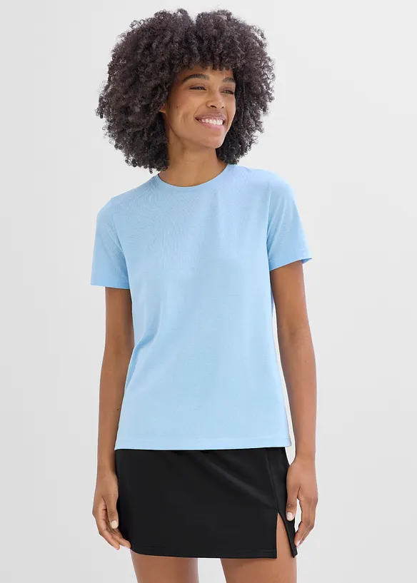 Sport-Shirt mit Baumwolle (2er Pack), schnelltrocknend in schwarz von vorne (im Anschnitt) - bonprix