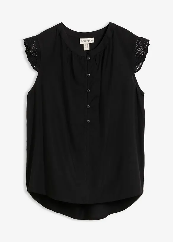 Blusentop aus Viskose in schwarz von vorne - bonprix Blusentop aus Viskose in schwarz von vorne - bonprix