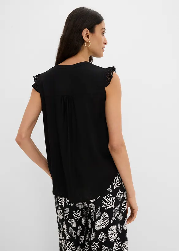 Blusentop aus Viskose in schwarz von hinten (im Anschnitt) - bonprix Blusentop aus Viskose in schwarz von hinten (im Anschnitt) - bonprix