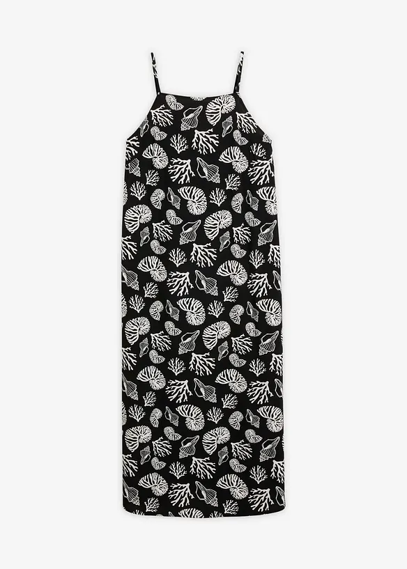 Midikleid in All-Over-Print aus Viskose-Mix in schwarz von vorne - bonprix